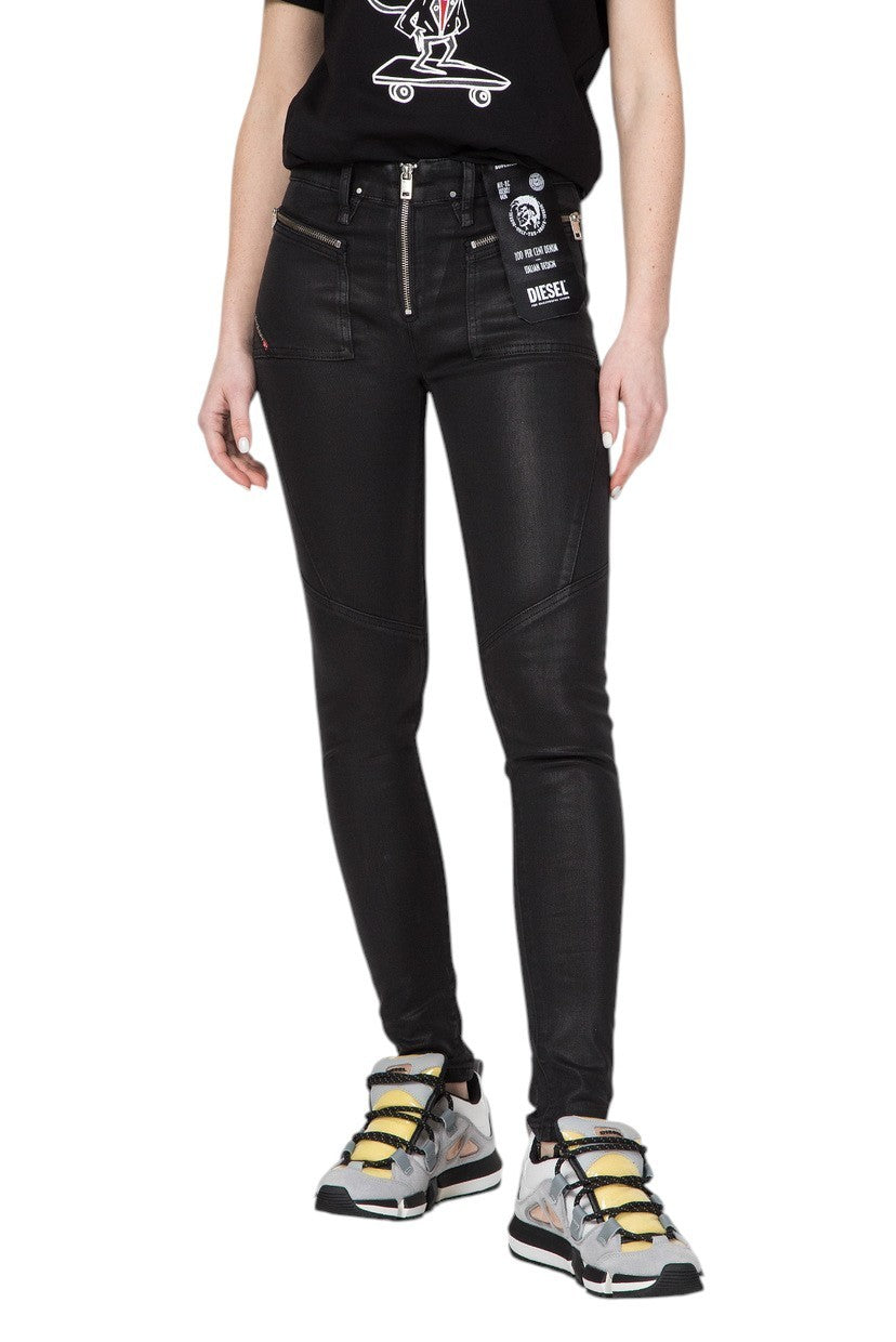 DIESEL Slandy-BKX 069JT Women Jeans W24/L32 Super Skinny Fit Purple Waxed