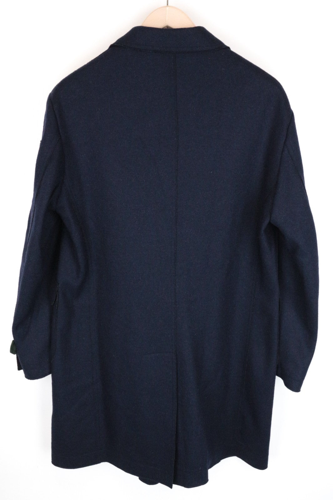 REPLAY Men Coat 48 M Blue Wool Blend Double-Breasted Peak Collared RRP499
