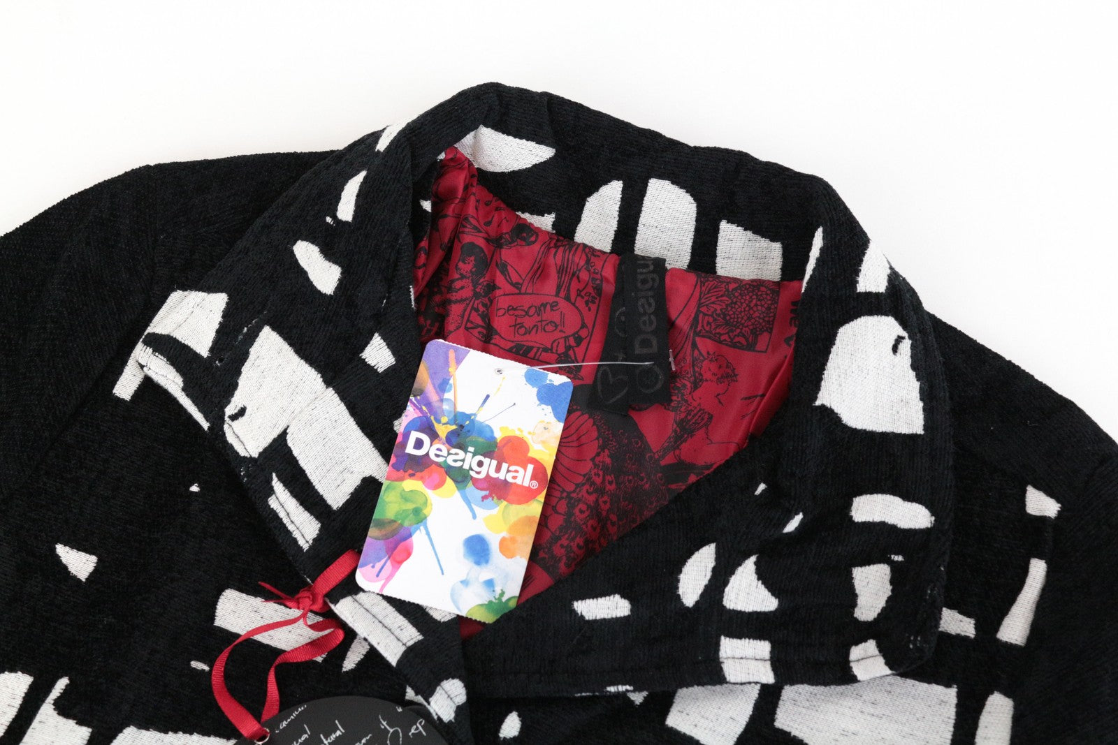 DESIGUAL Anna Laura Women Coat EU38 M Black Cotton Blend Single-Breasted Pattern