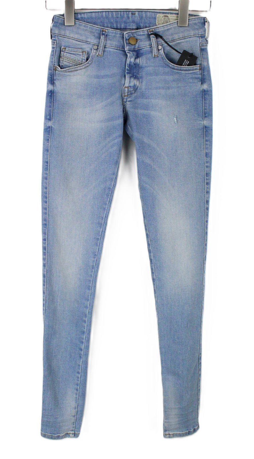 DIESEL Slandy-Low 086AA Women Jeans W24/L34 Super Slim Skinny Light Blue Stretch