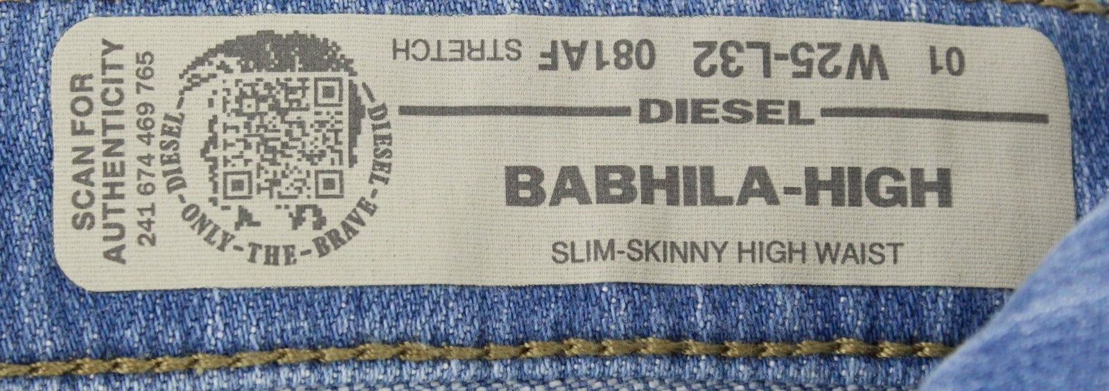 DIESEL Babhila-High 081AF Women Jeans W25/L32 Light Blue Distress Slim Skinny