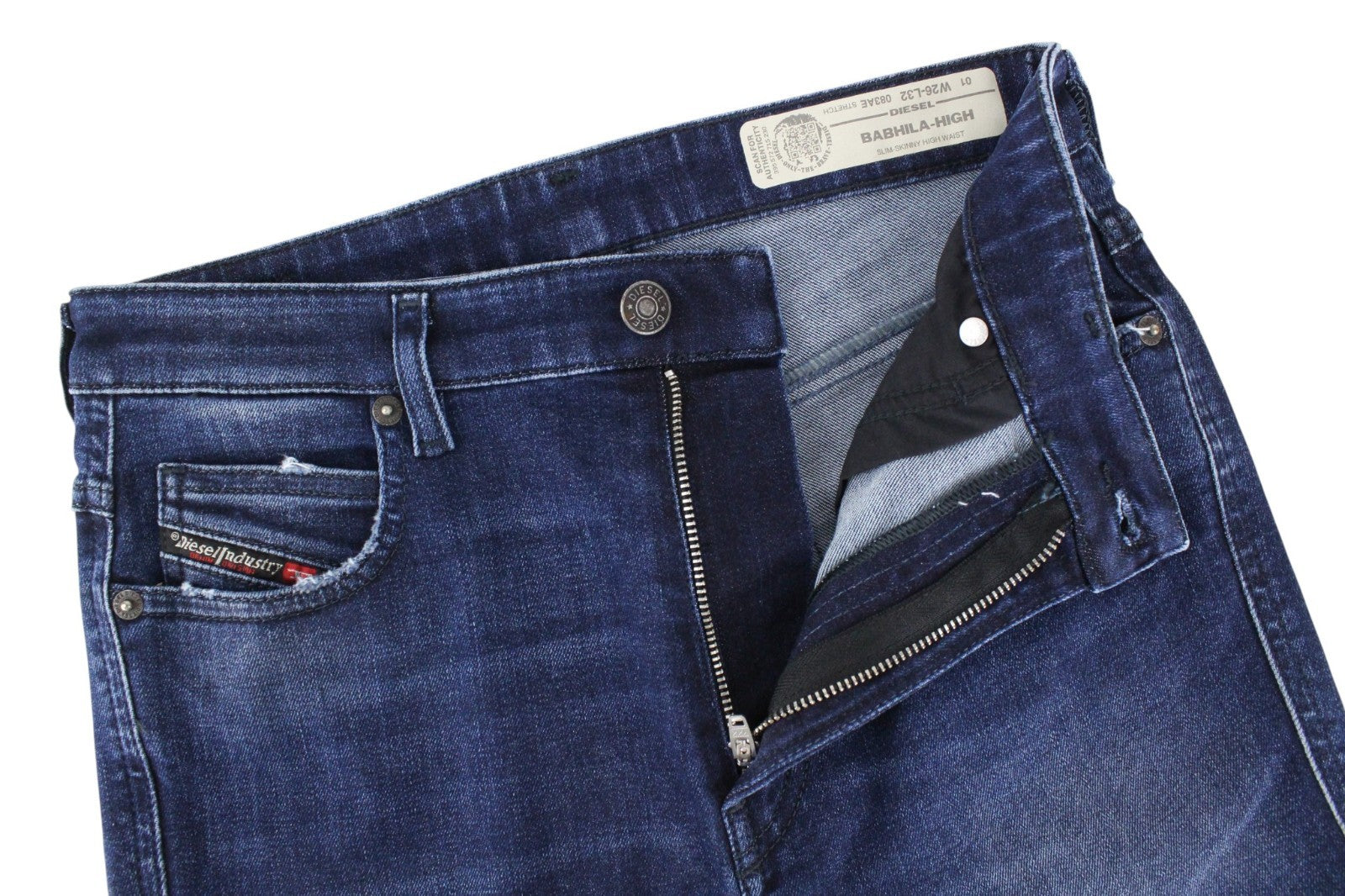 DIESEL Babhila-High 083AE Women Jeans W26/L32 Mid-Blue Stretch Slim Skinny Fit
