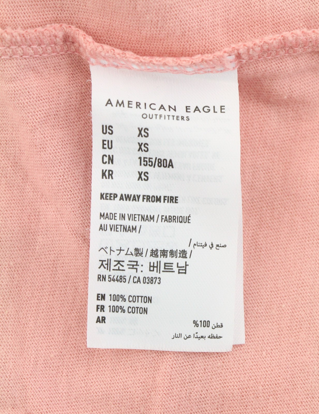 AMERICAN EAGLE OUTFITTERS Women T-Shirt XS Pink Tricot Cotton Crew Short Sleeved