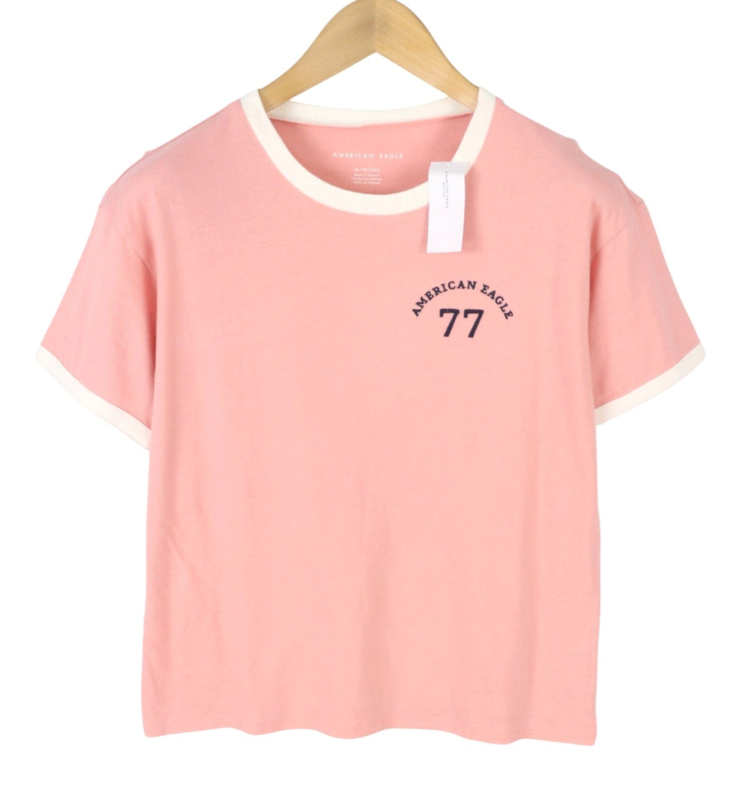 AMERICAN EAGLE OUTFITTERS Women T-Shirt XS Pink Tricot Cotton Crew Short Sleeved