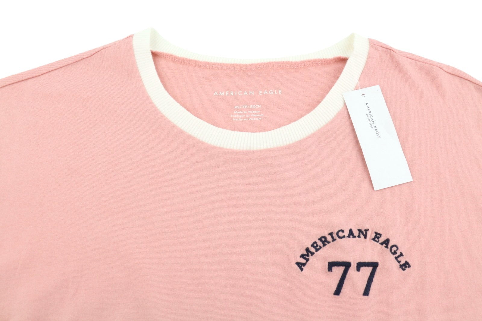 AMERICAN EAGLE OUTFITTERS Women T-Shirt XS Pink Tricot Cotton Crew Short Sleeved