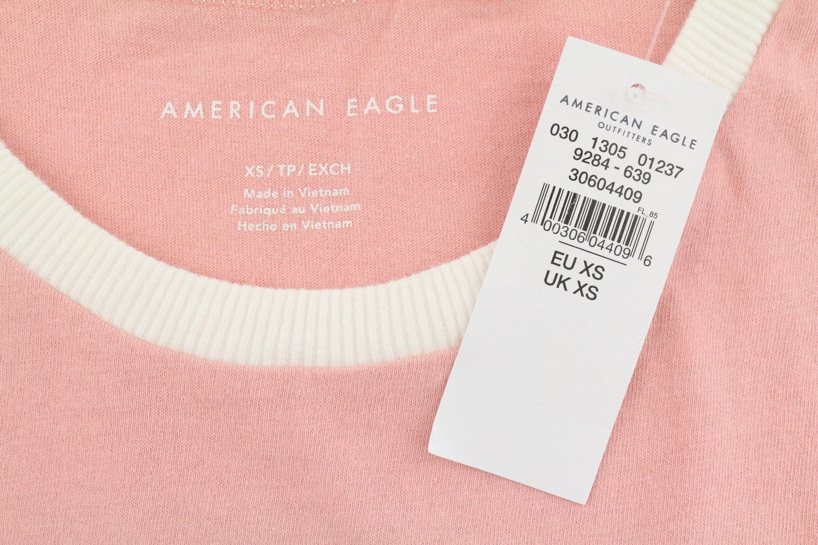 AMERICAN EAGLE OUTFITTERS Women T-Shirt XS Pink Tricot Cotton Crew Short Sleeved
