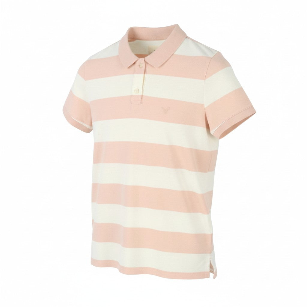 AMERICAN EAGLE OUTFITTERS Women T-Shirt XS Pink Striped Polo Short Sleeve