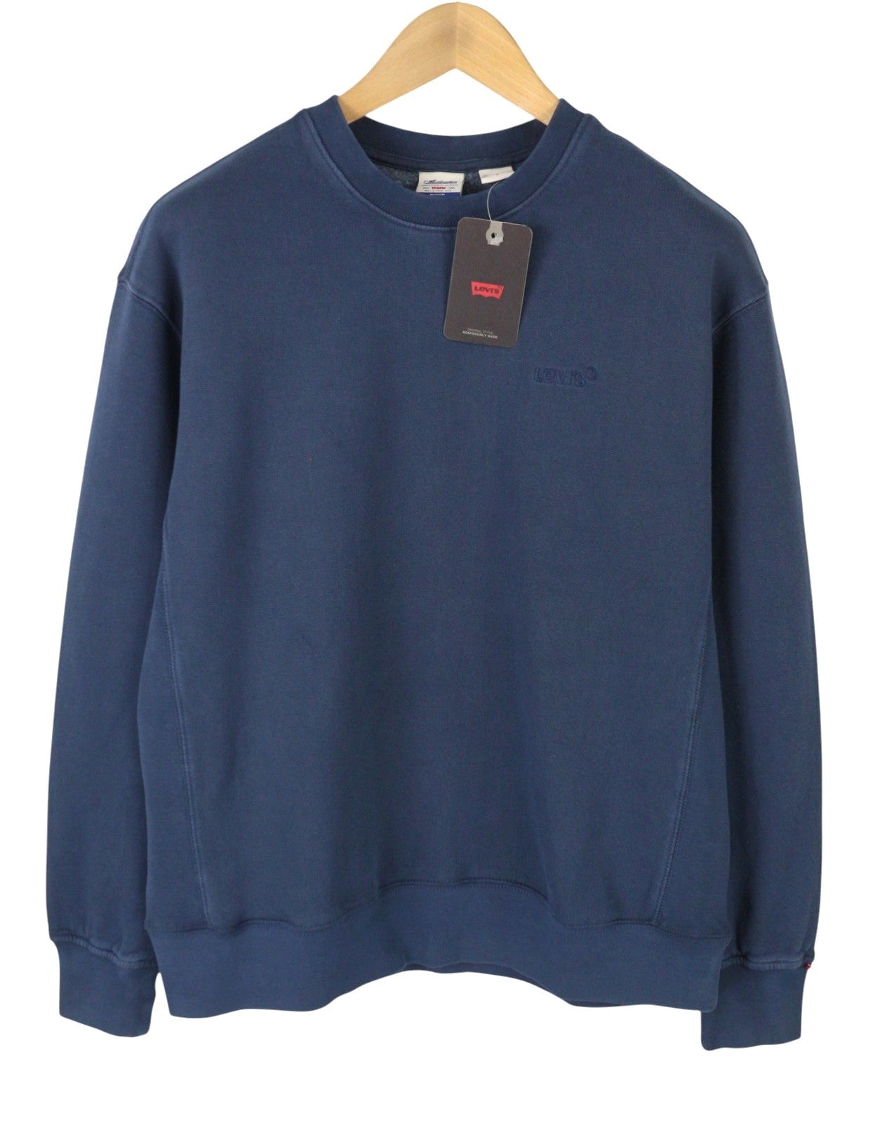 LEVI'S Relaxed Fit Men Sweatshirt M Blue Faded Crew Neck Long Sleeve Pull On