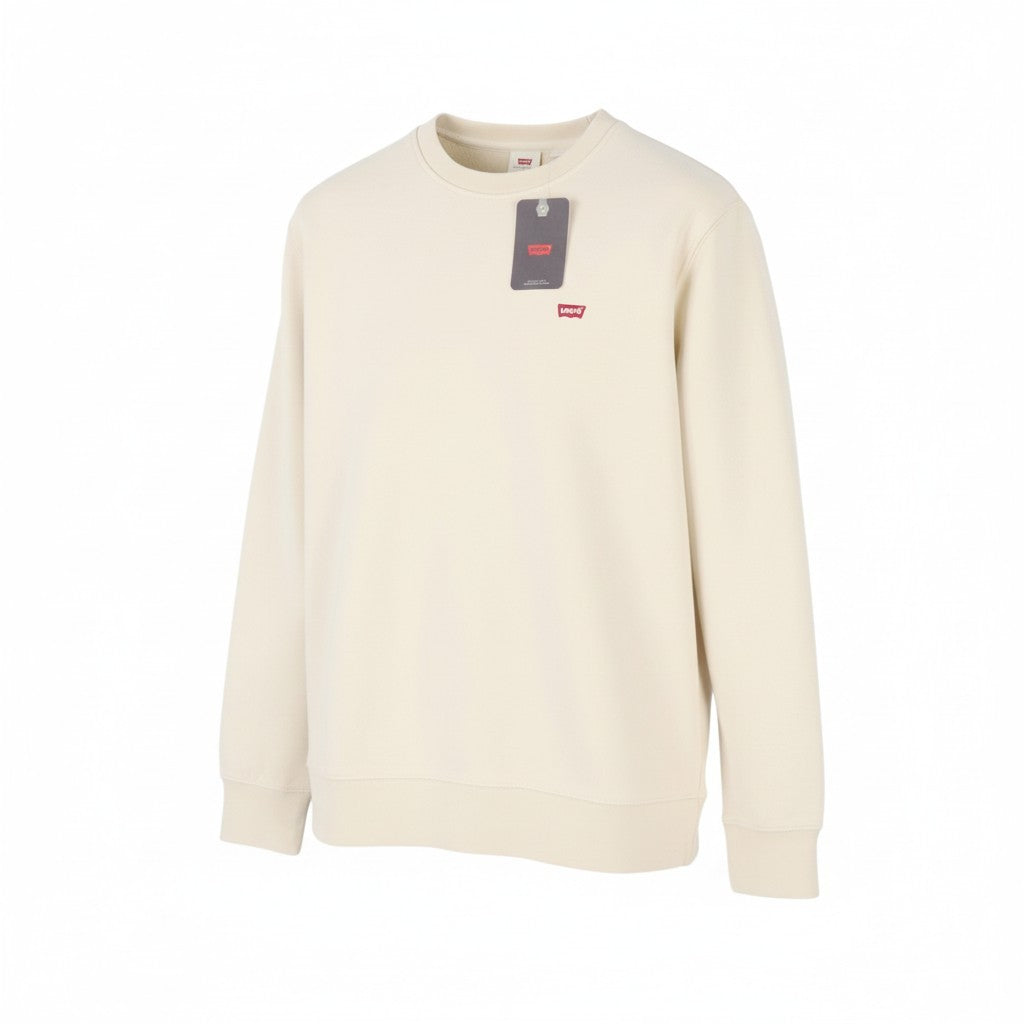 LEVI'S Standard Fit Men Sweatshirt M Beige Crew Neck Long Sleeve Pull On