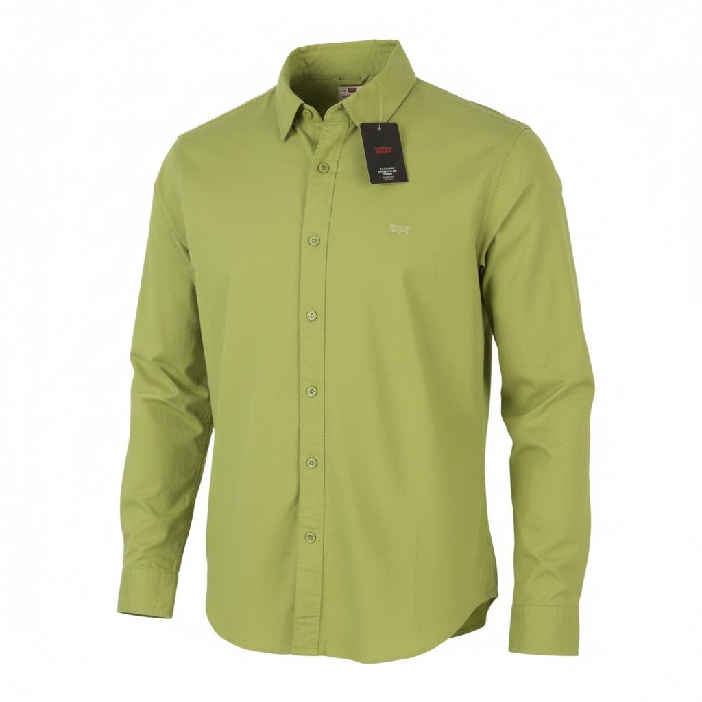 LEVI'S Battery Men Shirt M Green Slim Fit Spread Collar Button-Up