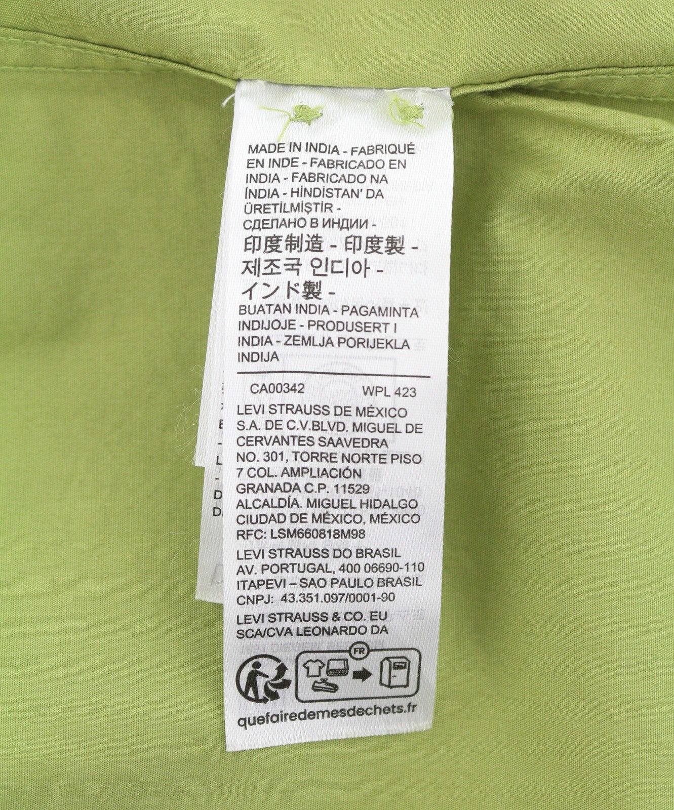 LEVI'S Battery Men Shirt XL Green Slim Fit Spread Collar Button-Up