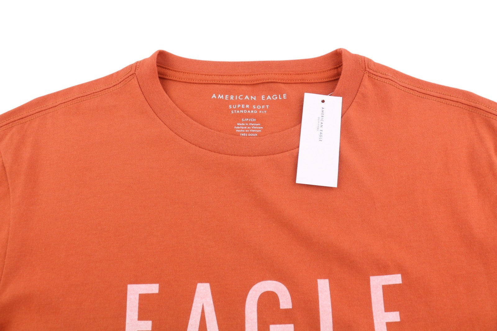AMERICAN EAGLE OUTFITTERS Men T-Shirt S Orange Super Soft Standard Short Sleeve