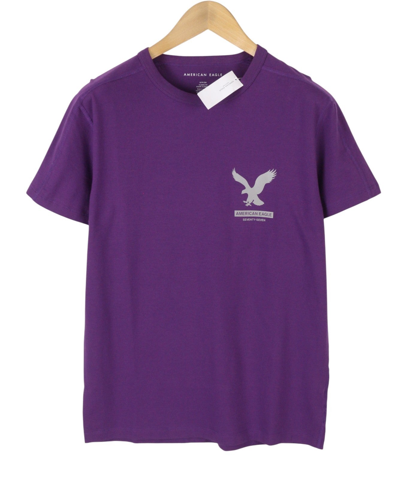 AMERICAN EAGLE OUTFITTERS Men T-Shirt S Purple Classic Fit Crew Short Sleeve