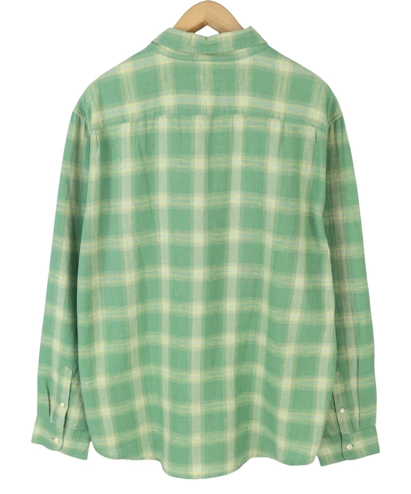 LEVI'S Sunset On Pocket Men Shirt XL Green Plaid Linen Blend Standard Button-Up