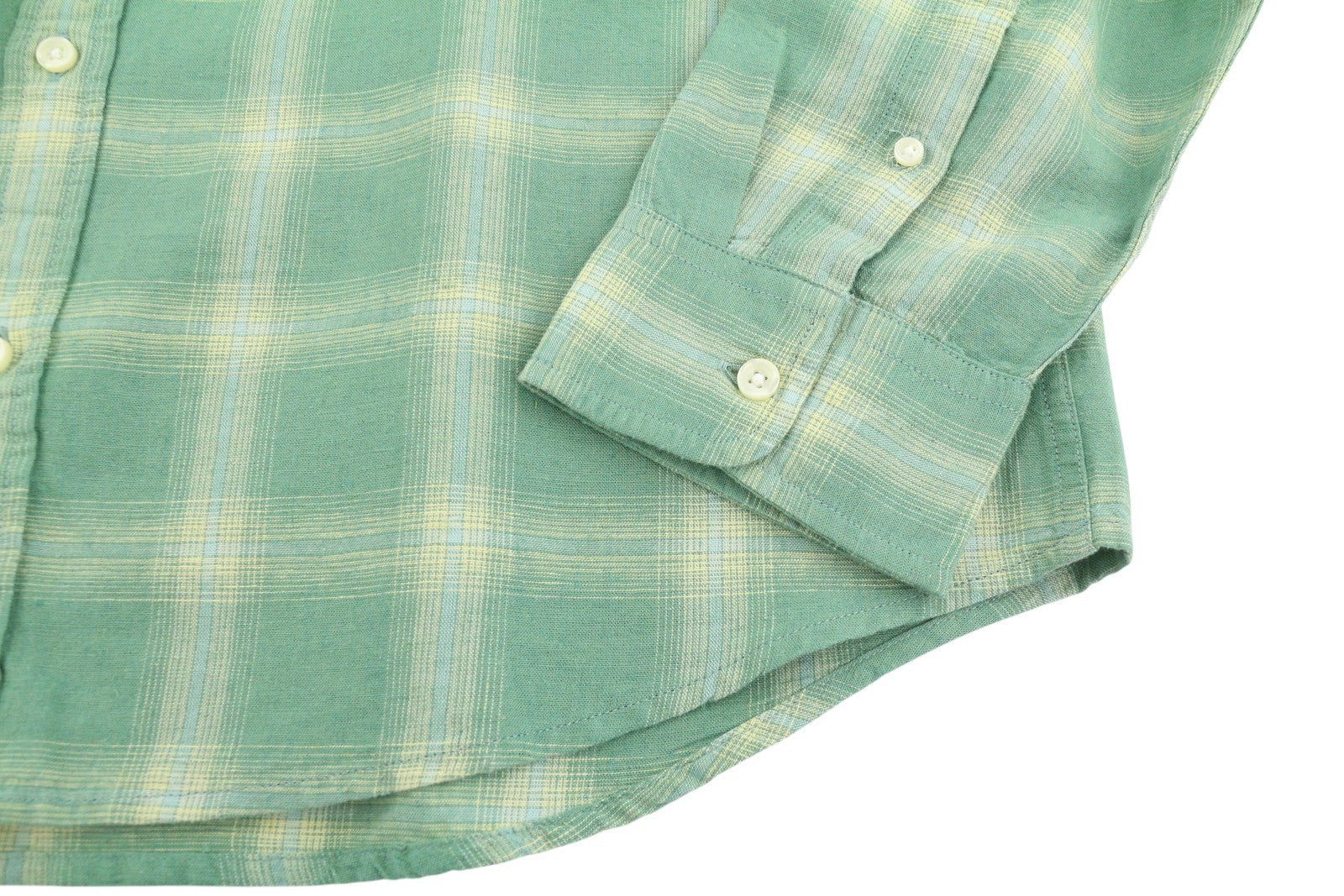 LEVI'S Sunset On Pocket Men Shirt XL Green Plaid Linen Blend Standard Button-Up