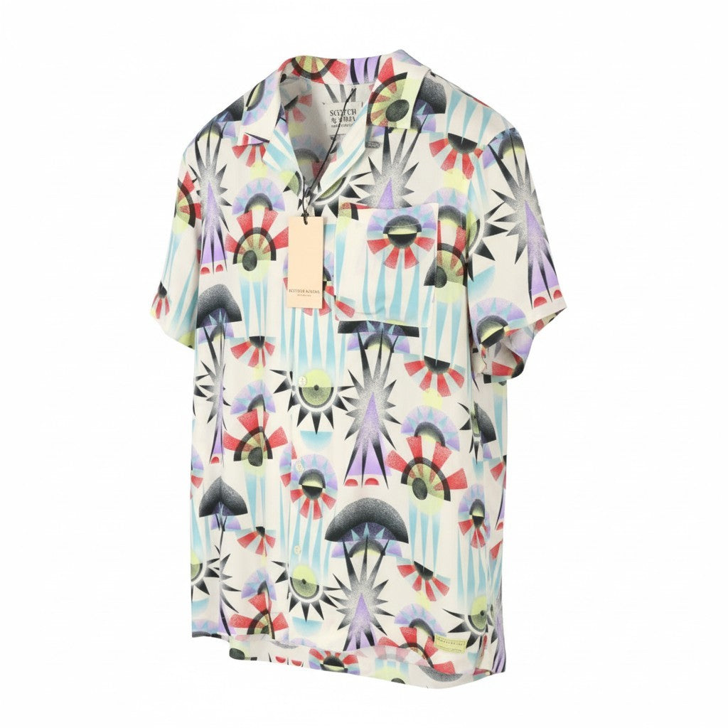 SCOTCH & SODA Men Shirt M Multicolored Luna Sun Print Viscose Button-Up