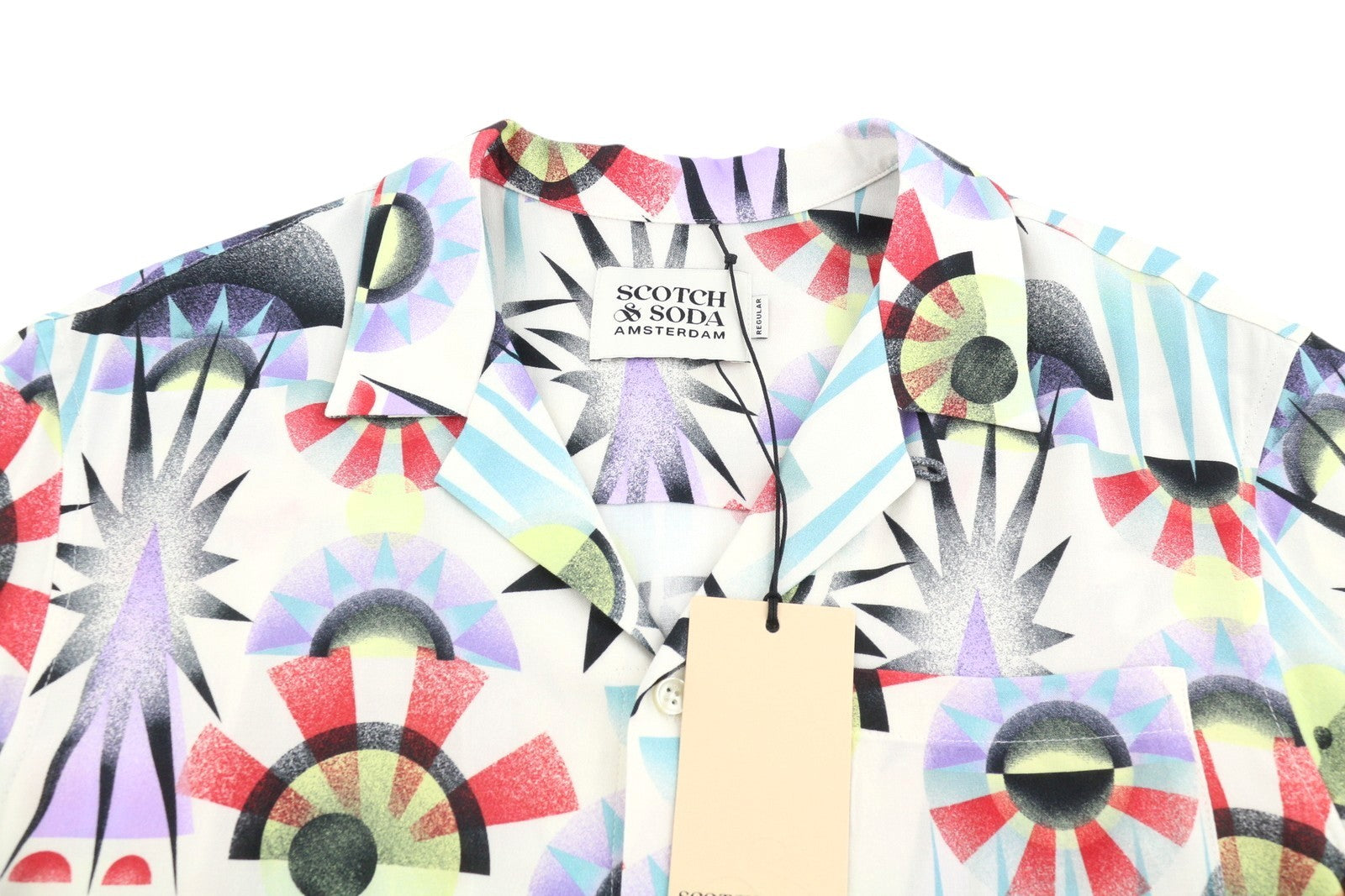 SCOTCH & SODA Men Shirt M Multicolored Luna Sun Print Viscose Button-Up