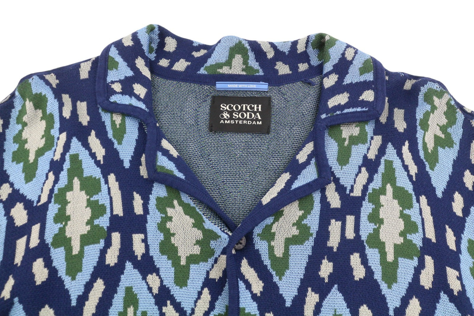 SCOTCH & SODA Men Jumper M Multicolored Patterned Button Short Sleeve Cardigan