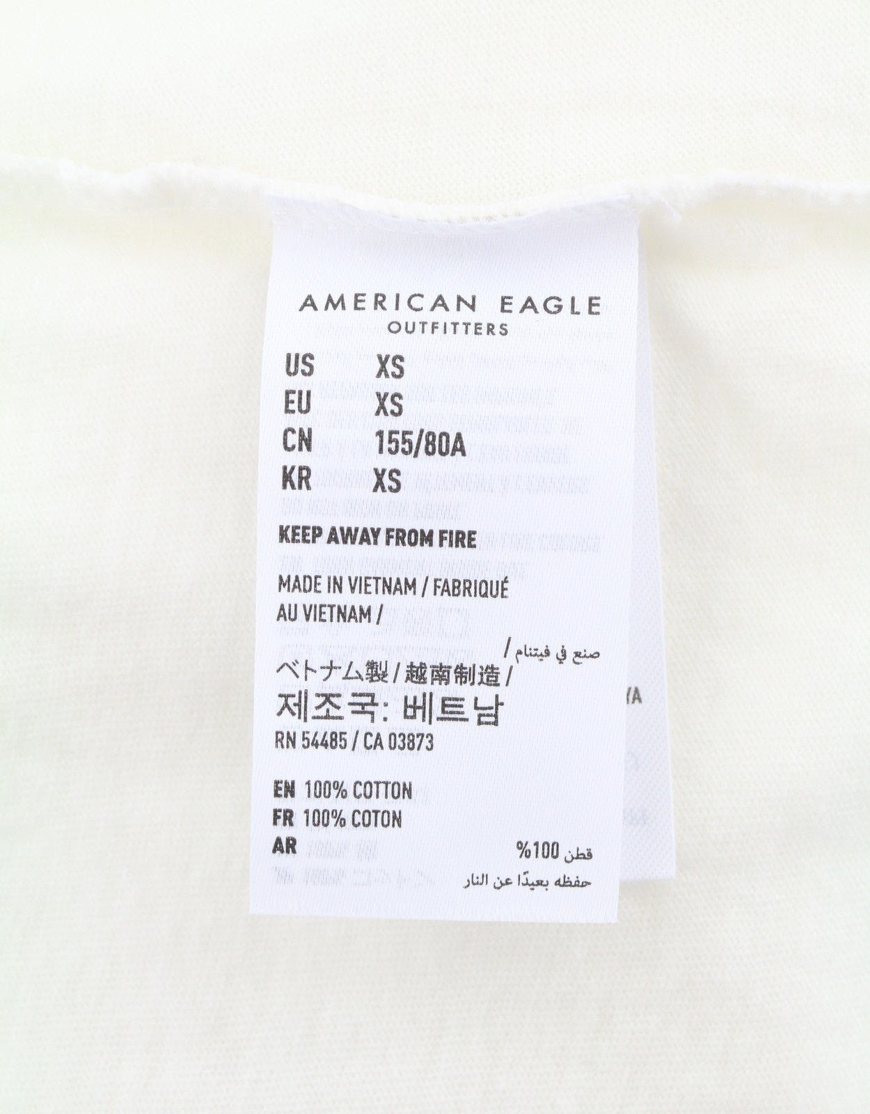 AMERICAN EAGLE OUTFITTERS Women T-Shirt XS White Tricot Logo Short Sleeved