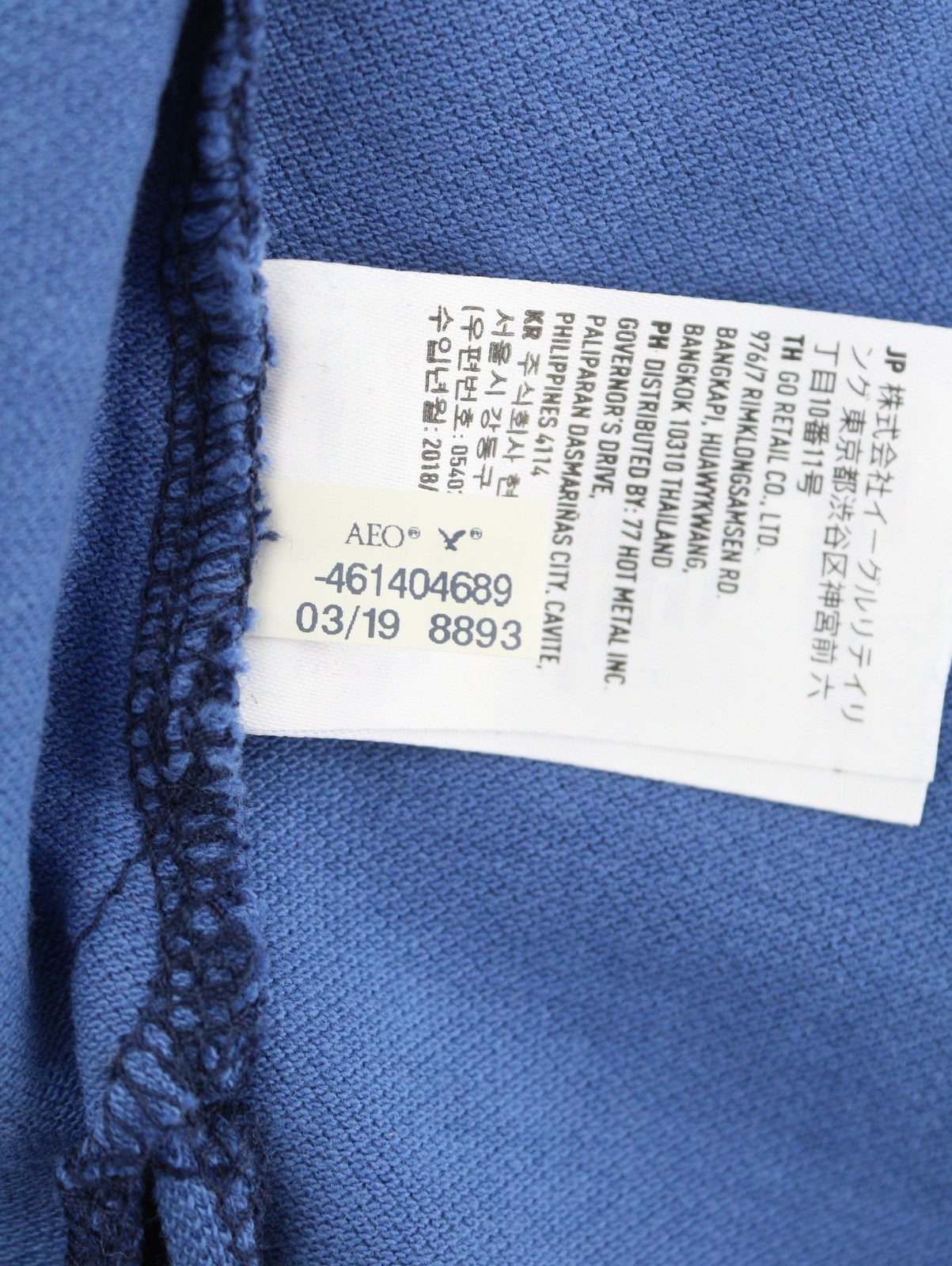 AMERICAN EAGLE OUTFITTERS Men Polos XS Blue Cotton Patterned Short Sleeve