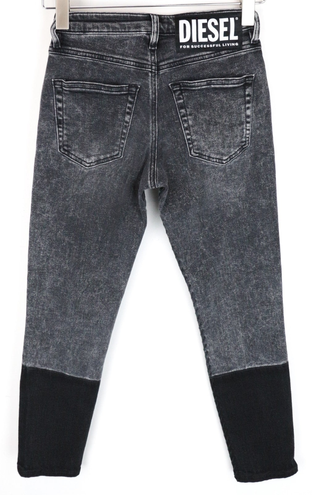 DIESEL Babhila-BK-SP 0890T Women Jeans W28/L30 Stretch Grey Slim Skinny Patched