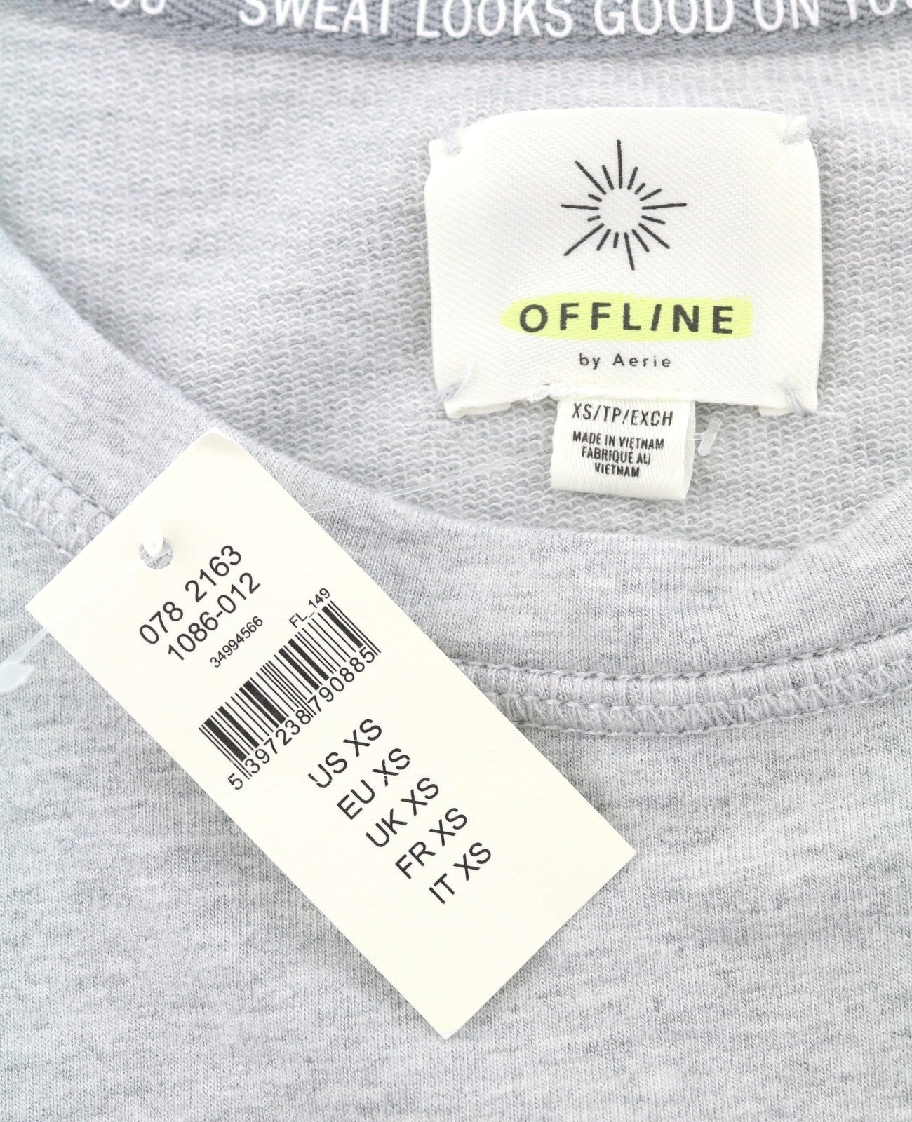OFFLINE BY AERIE Women T-Shirt XS Grey Melange Zebra Print Sleeveless