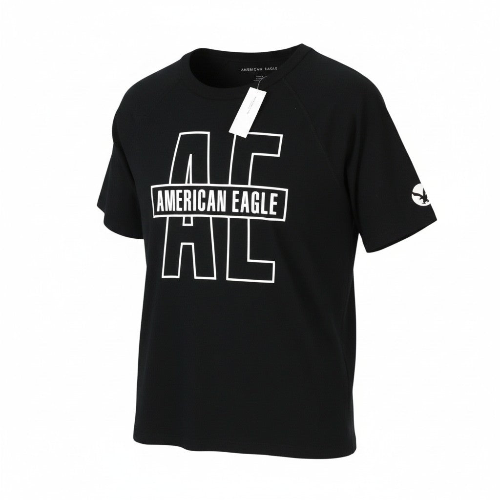 AMERICAN EAGLE OUTFITTERS Men T-Shirt XS Black Cotton Tricot Crew Short Sleeve