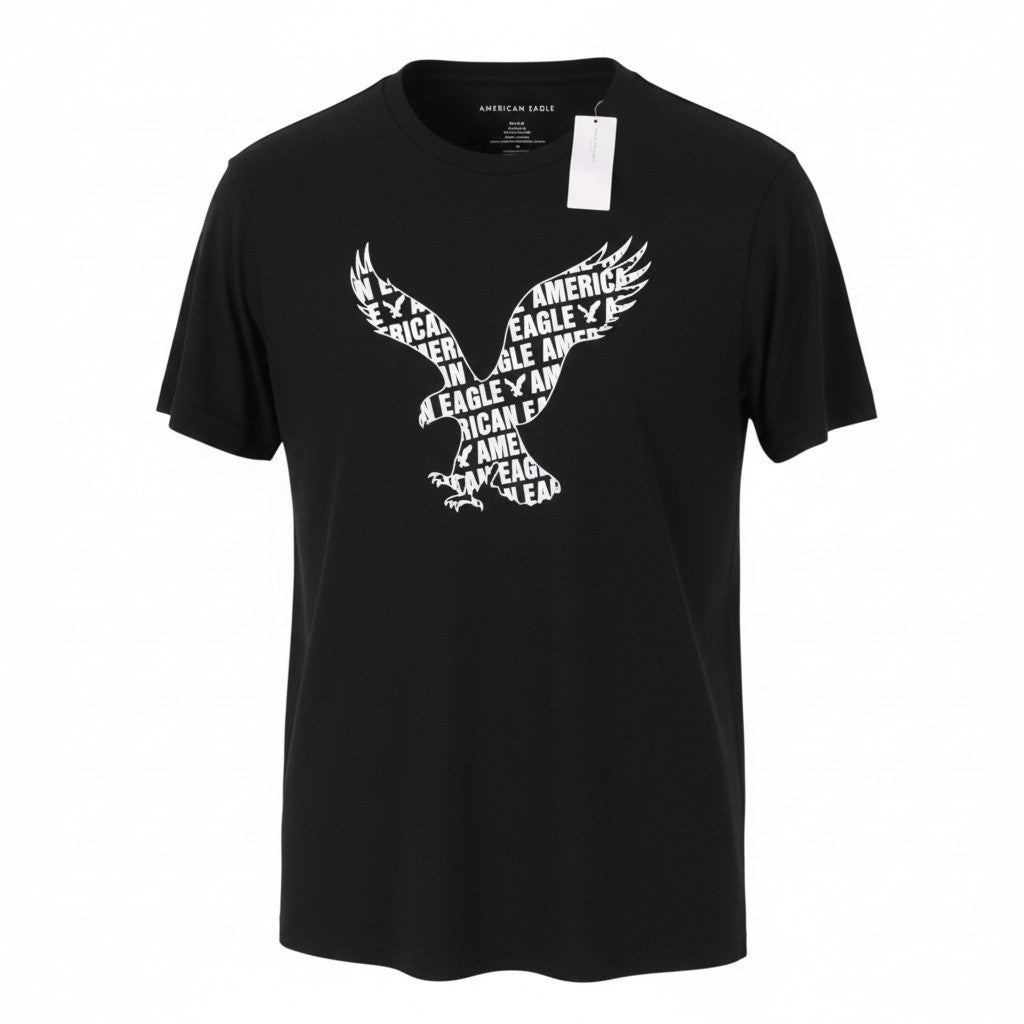 AMERICAN EAGLE OUTFITTERS Men T-Shirt S Black Cotton Tricot Crew Short Sleeved