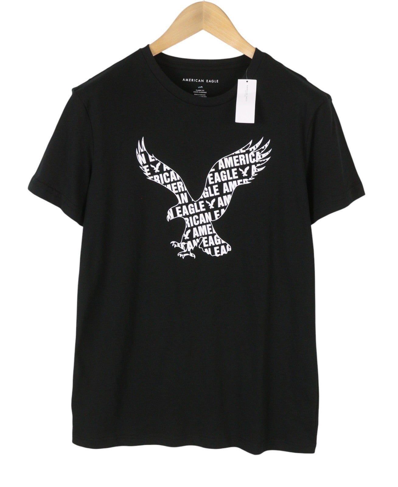 AMERICAN EAGLE OUTFITTERS Men T-Shirt S Black Cotton Tricot Crew Short Sleeved