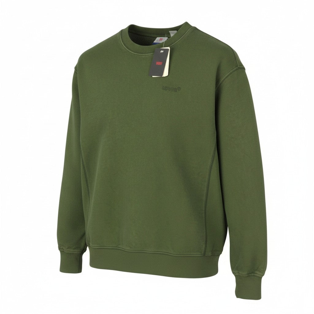 LEVI'S Relaxed Fit Men Sweatshirt XS Khaki Green Crew Neck Long Sleeve Pull On