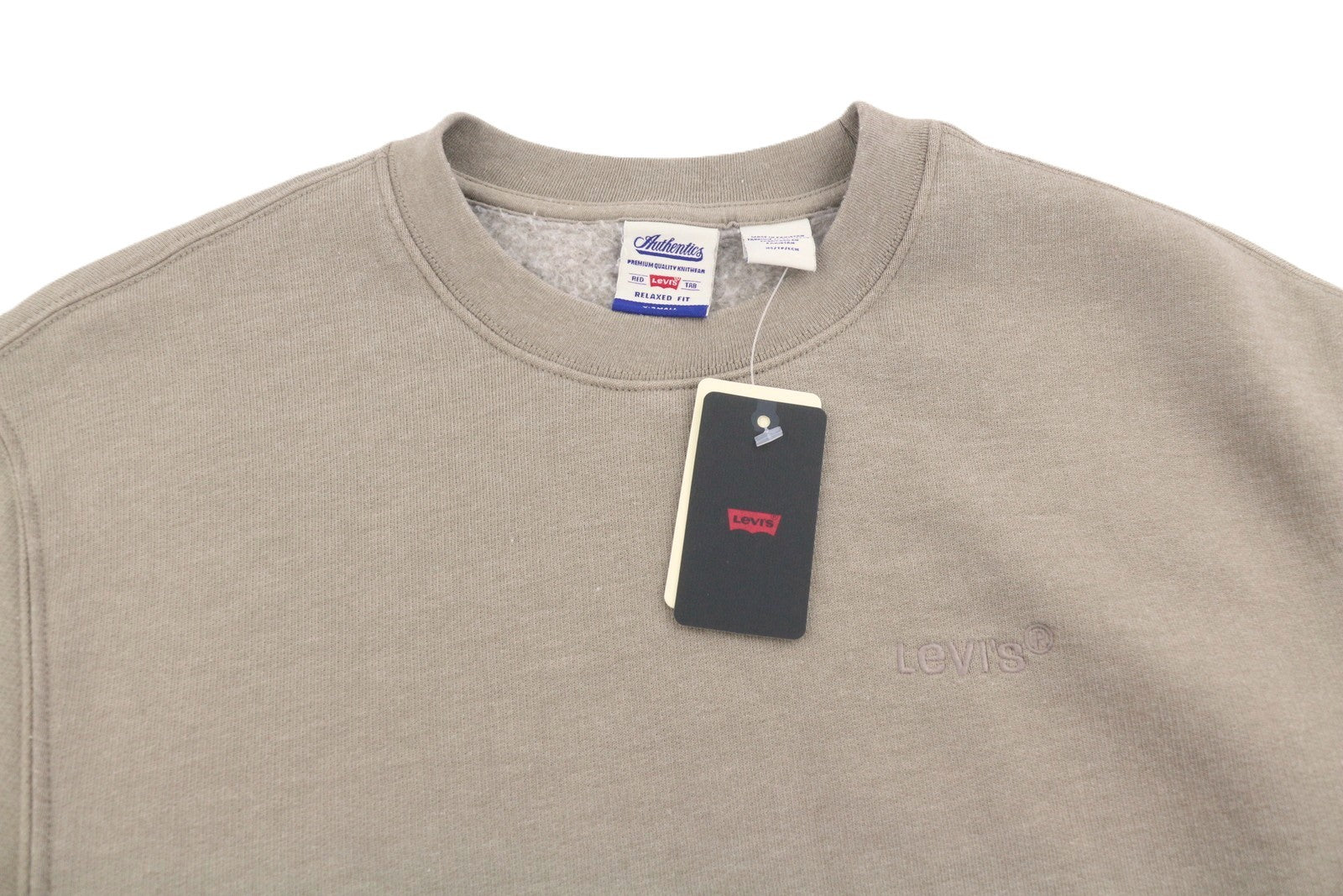 LEVI'S Relaxed Fit Men Sweatshirt XS Brown Melange Crew Neck Long Sleeve Pull On
