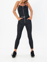 DIESEL D-Ottie-Ne 069HZ Women Jumpsuit XS Skinny Jogg Sweat Stretch Black Zip