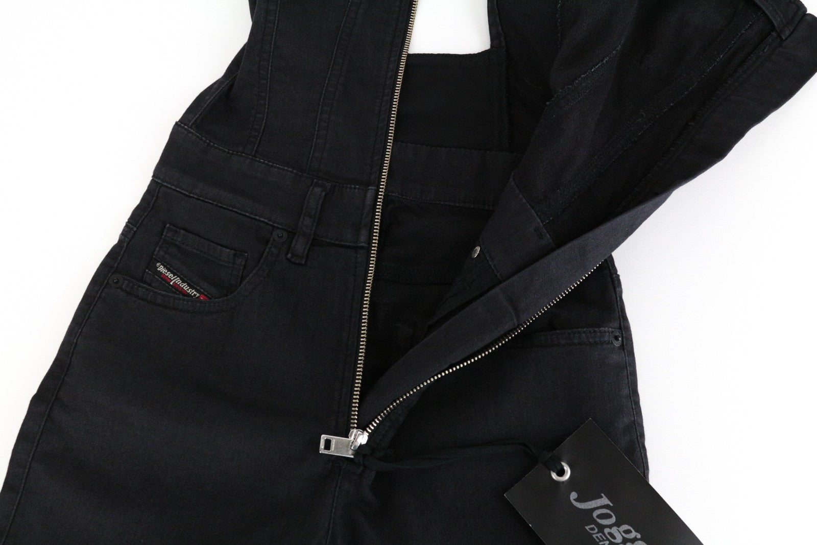 DIESEL D-Ottie-Ne 069HZ Women Jumpsuit XS Skinny Jogg Sweat Stretch Black Zip