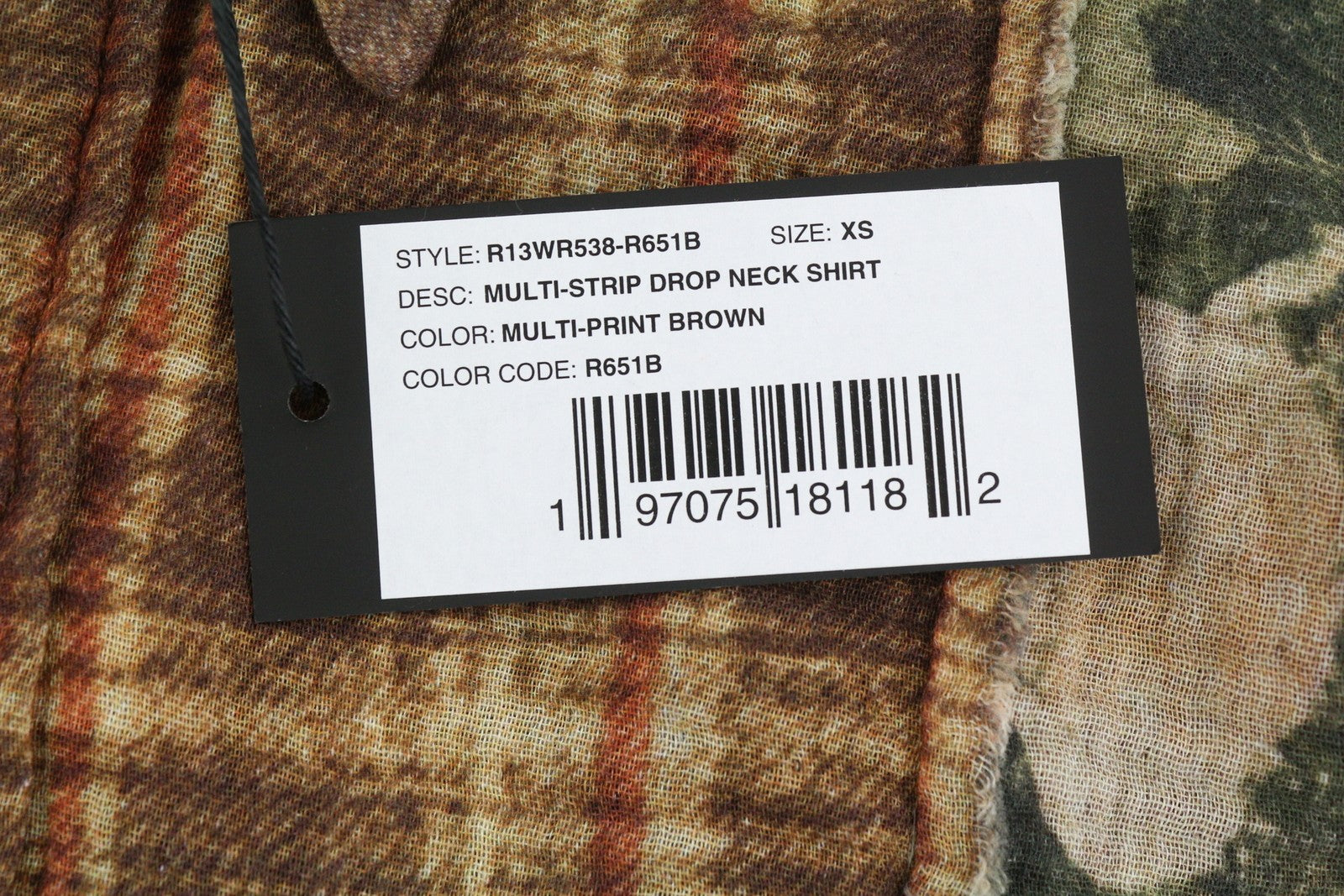 R13 Daugiaspalviai juostelių apvalios apykaklės moteriški marškiniai, XS dydžio, gėlėti, dideli, laisvi, FW25, RRP945