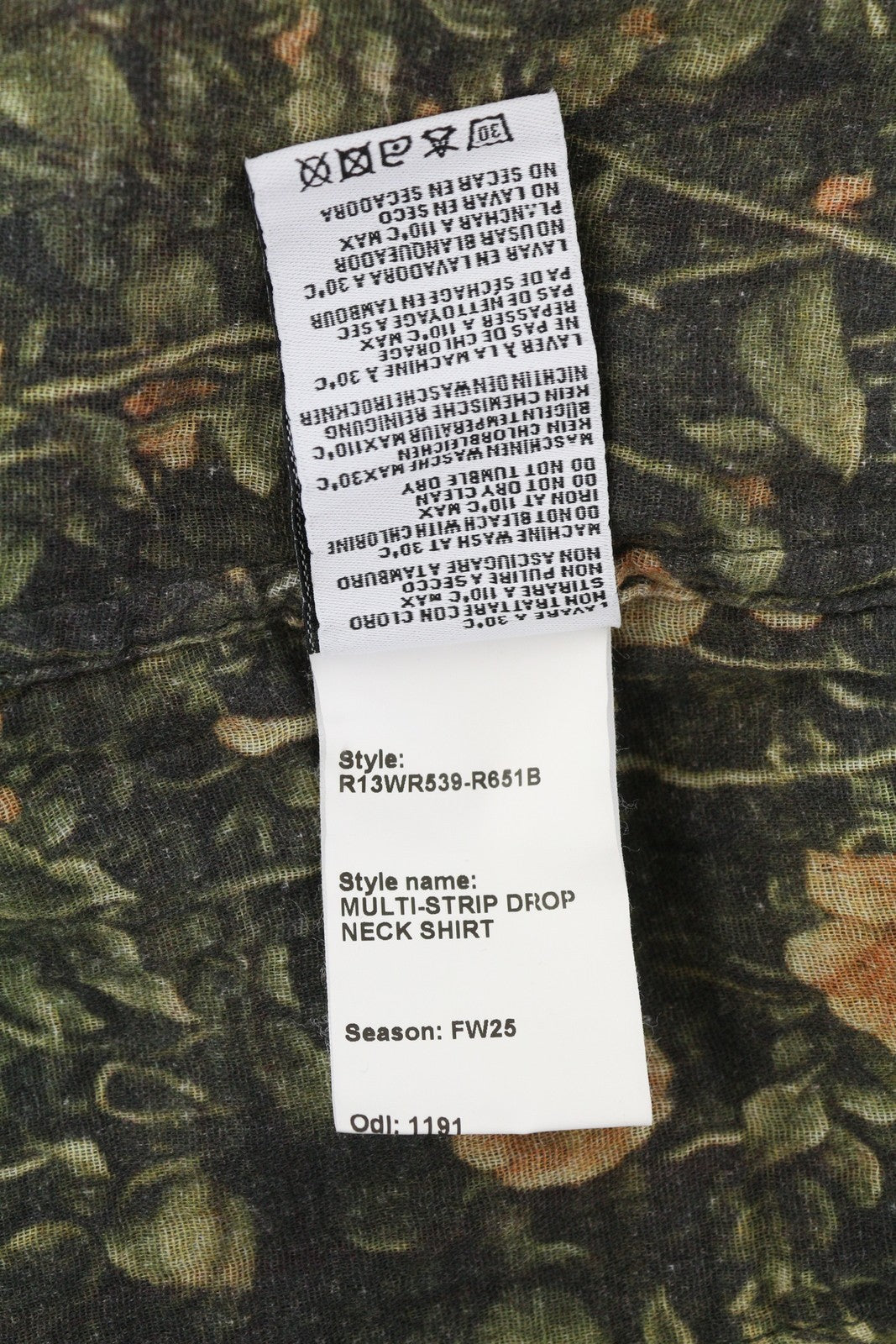 R13 Daugiaspalviai juostelių apvalios apykaklės moteriški marškiniai, XS dydžio, gėlėti, dideli, laisvi, FW25, RRP945