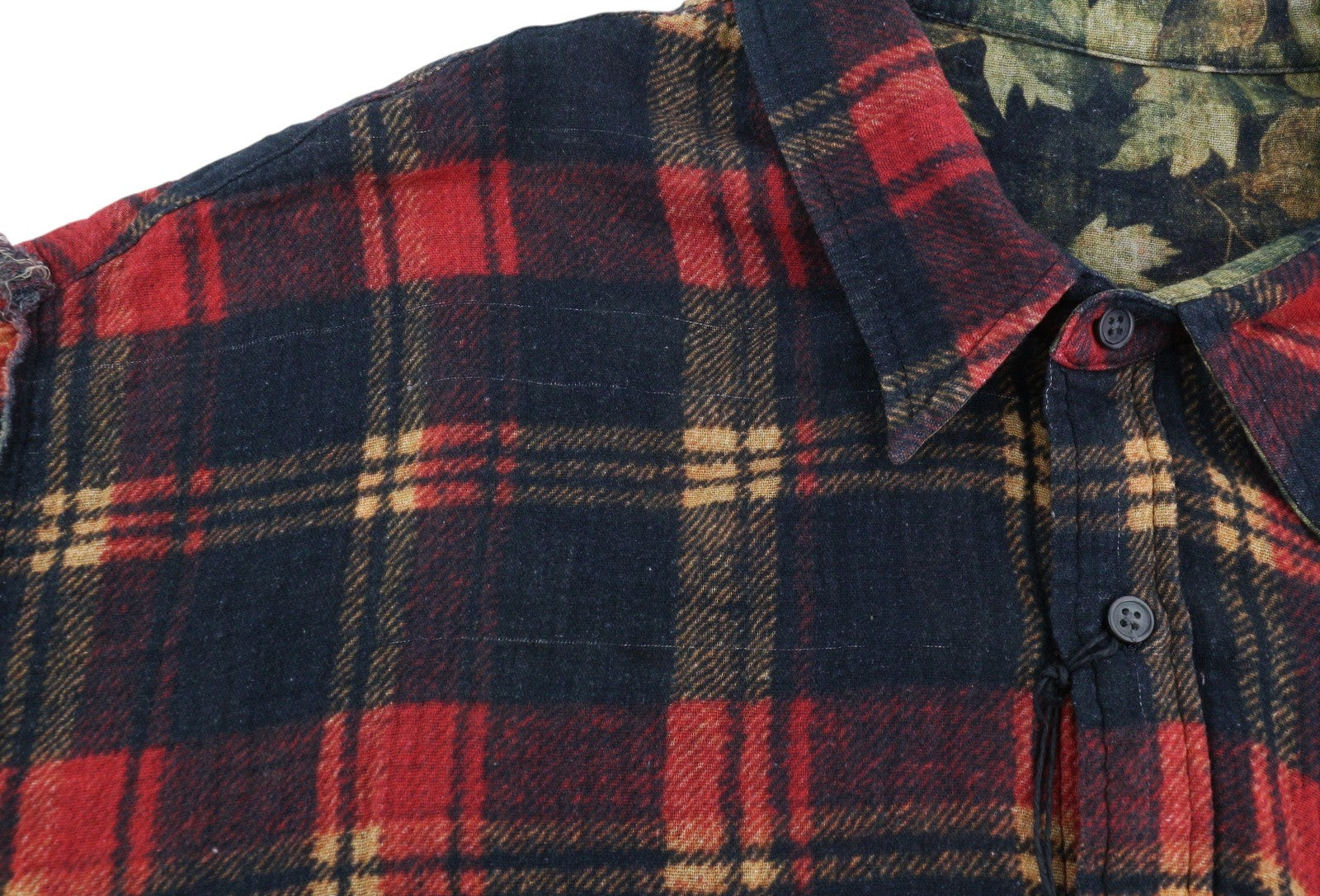 R13 dvipusiai moteriški marškinėliai su nugara, 2XS, raudoni languoti marškiniai su lapų kamufliažu FW25 RRP1045 