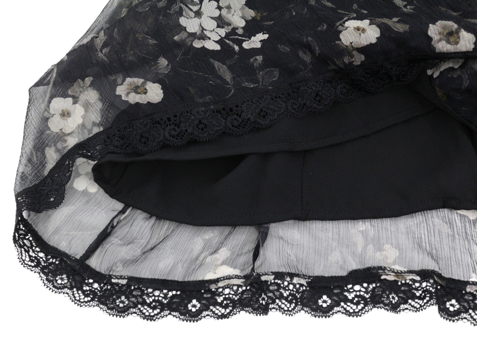 R13 Berankovis midi moteriškas suknelė V formos iškirpte, juoda, gėlėta, šilkine PF25 RRP1075 