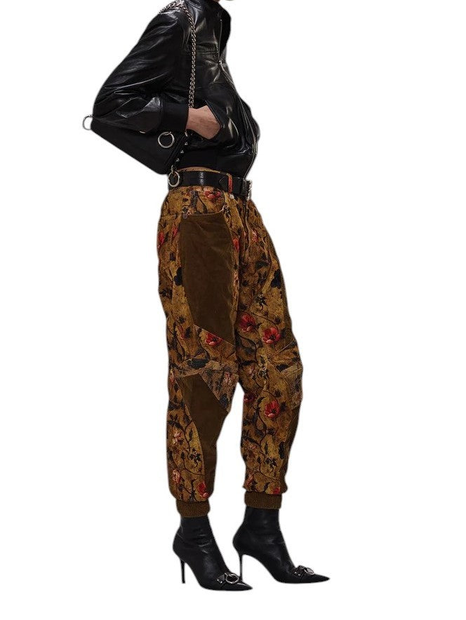 R13 Slouch Motocross Women Trousers 27 Antique Floral Velveteen PF25 RRP1795