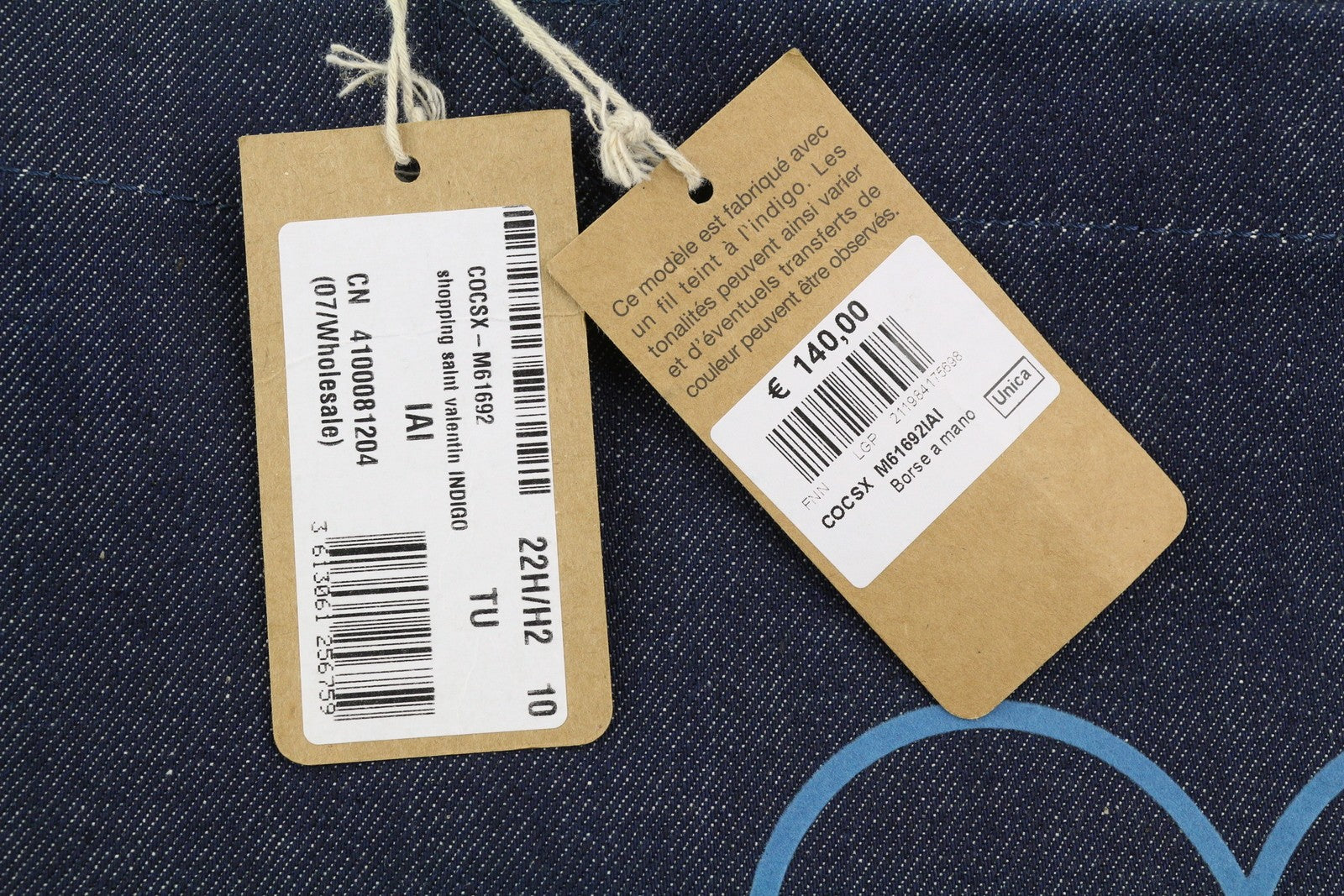 APC apsipirkimo Šv. Valentino dienos moteriškas krepšys OS mėlynas džinsinio audinio krepšys su dviem rankenomis 