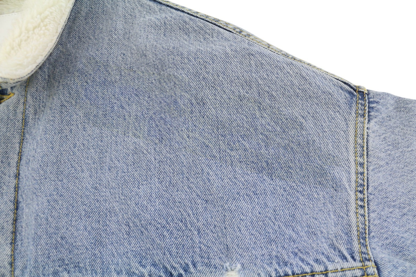 R13 Lyle Trucket Coat moteriška striukė M su skalūno mėlyna, su šerpų pamušalu, džinsinio audinio ilga striukė RRP999 