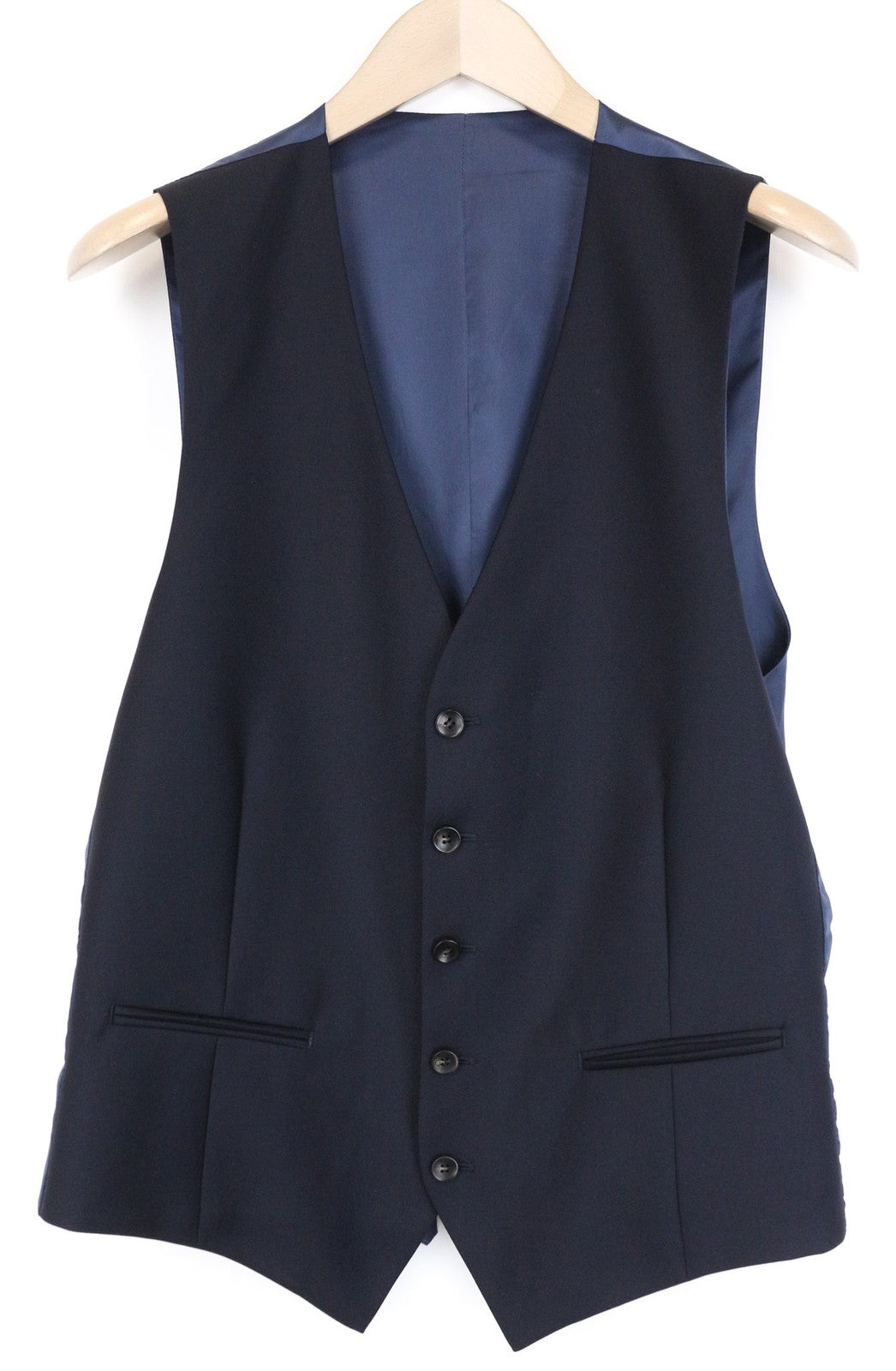 SUITSUPPLY Ferrara vyriška liemenė UK40L tamsiai mėlyna grynos vilnos klasikinė liemenė 