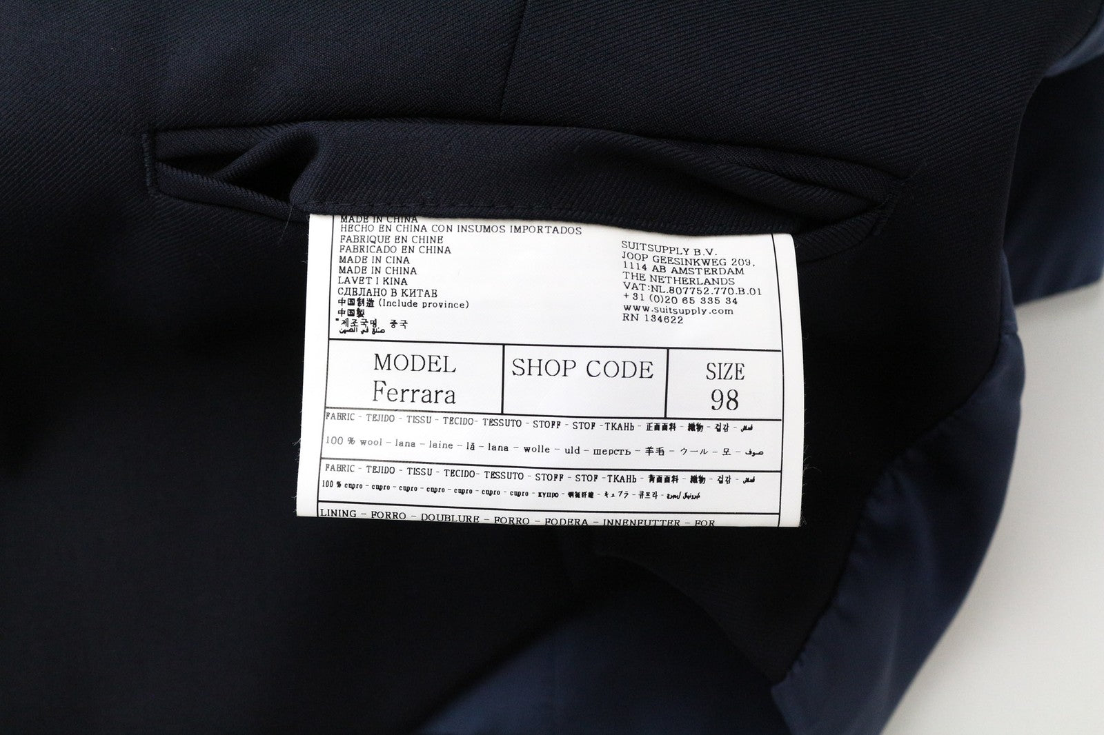 SUITSUPPLY Ferrara vyriška liemenė UK40L tamsiai mėlyna grynos vilnos klasikinė liemenė 