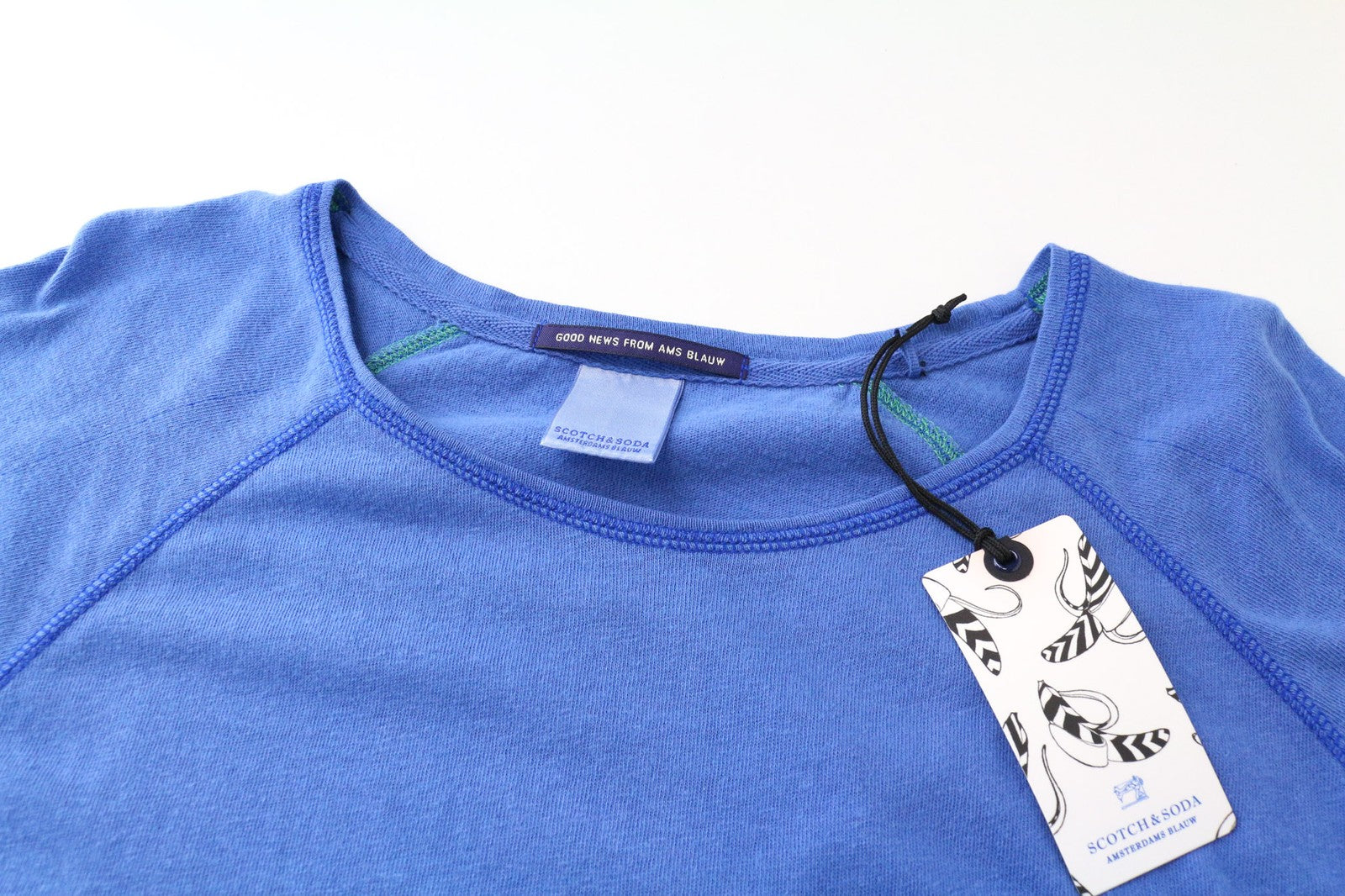 SCOTCH & SODA Ams Blauw Men's T-Shirt ~S Blue Pullover 3/4 Sleeve Casual Style