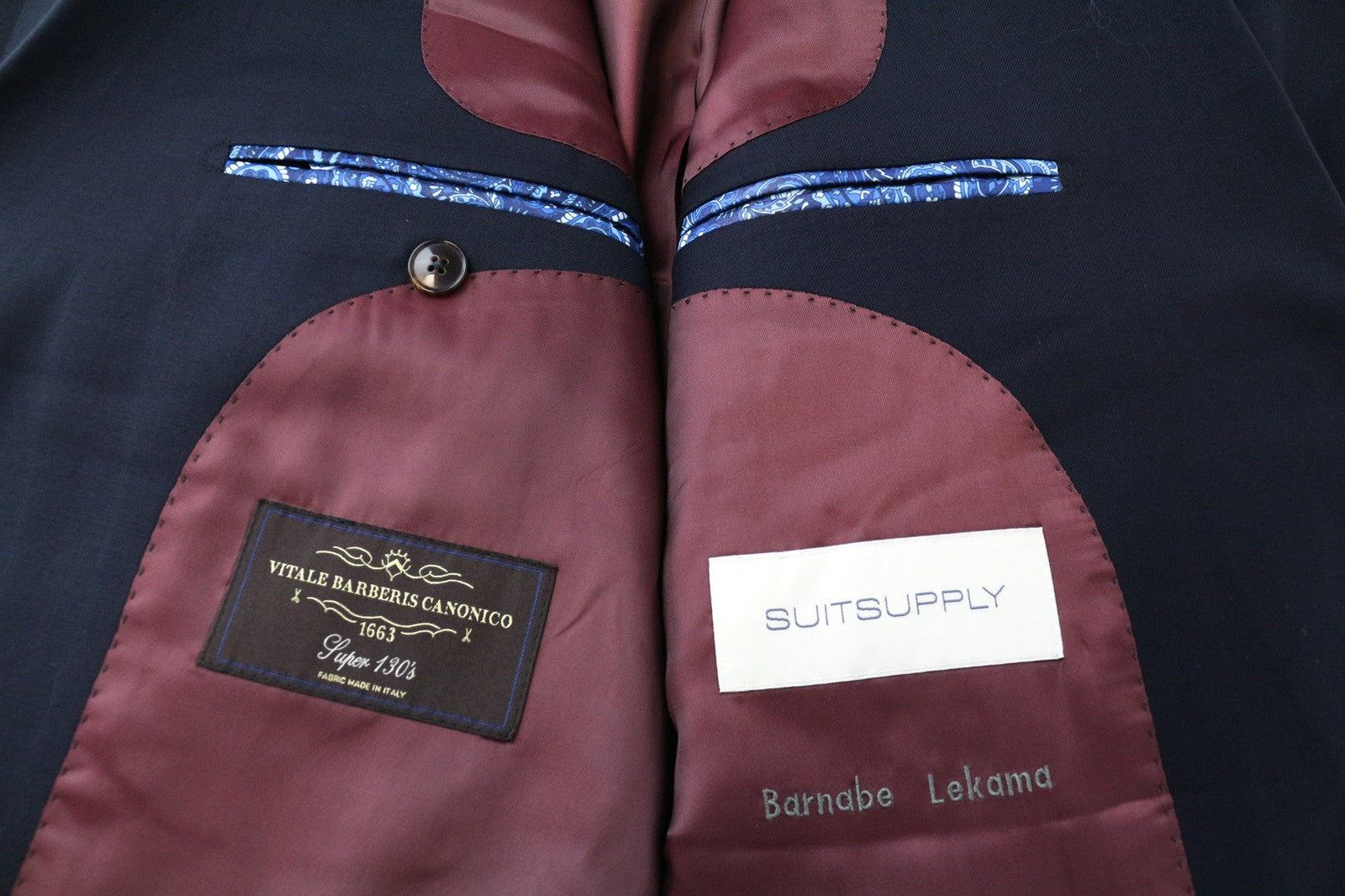 SUITSUPPLY La Spalla vyriškas švarkas UK48S mėlynas, grynos vilnos, klasikinis, vienaeilis 