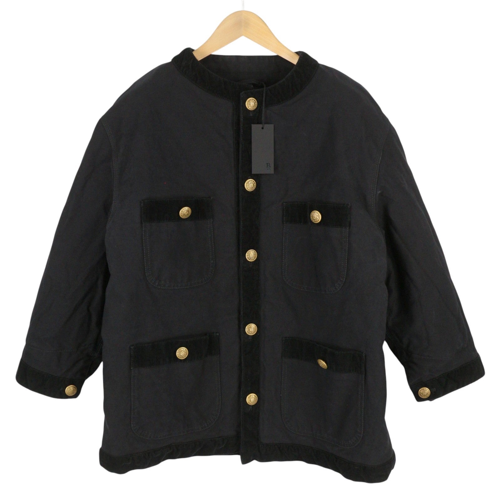 R13 virvelėmis apipjaustyta moteriška striukė „Chore“, M, juodos spalvos, pašiltinta, didelė, RRP1699 