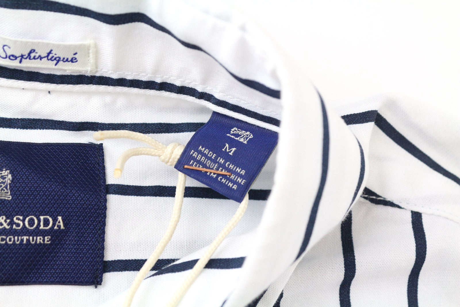 SCOTCH &amp; SODA Ams Couture vyriški marškinėliai M, balti, tamsiai mėlyni, dryžuoti, medvilniniai, ilgi marškinėliai 