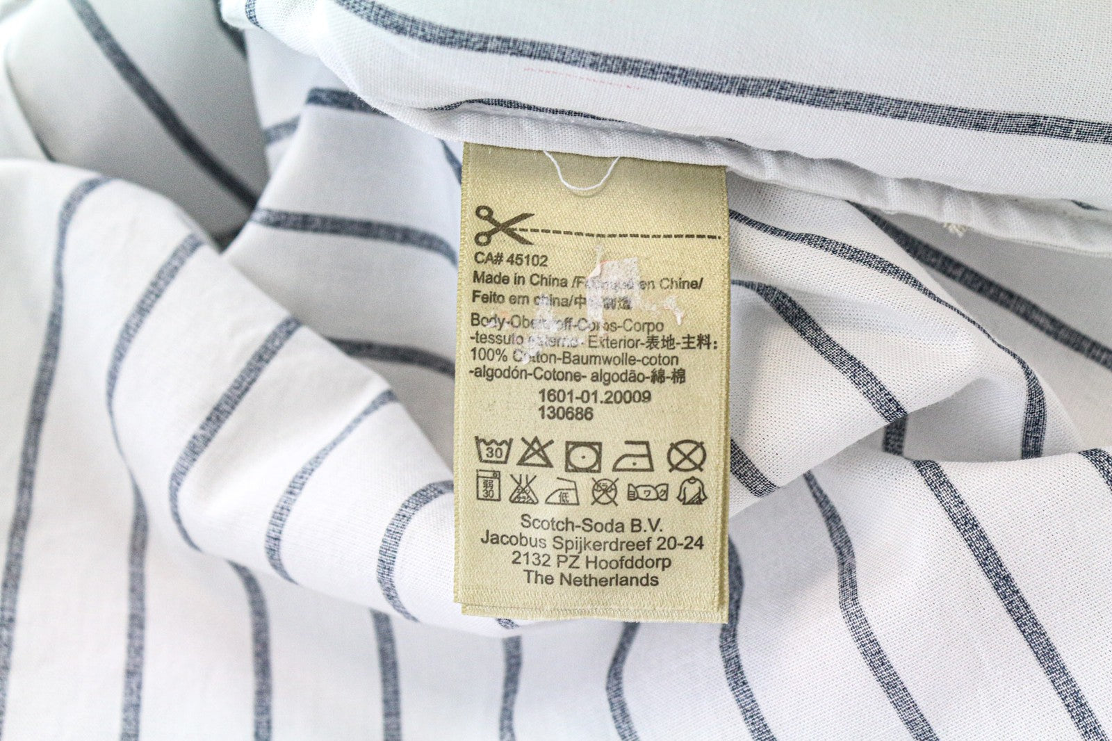 SCOTCH &amp; SODA Ams Couture vyriški marškinėliai M, balti, tamsiai mėlyni, dryžuoti, medvilniniai, ilgi marškinėliai 