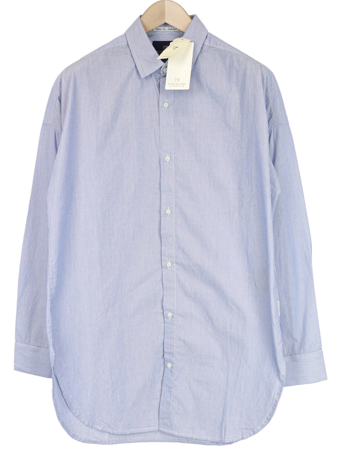 SCOTCH &amp; SODA Ams Couture vyriški marškinėliai M mėlyni dryžuoti grynos medvilnės ilgomis rankovėmis