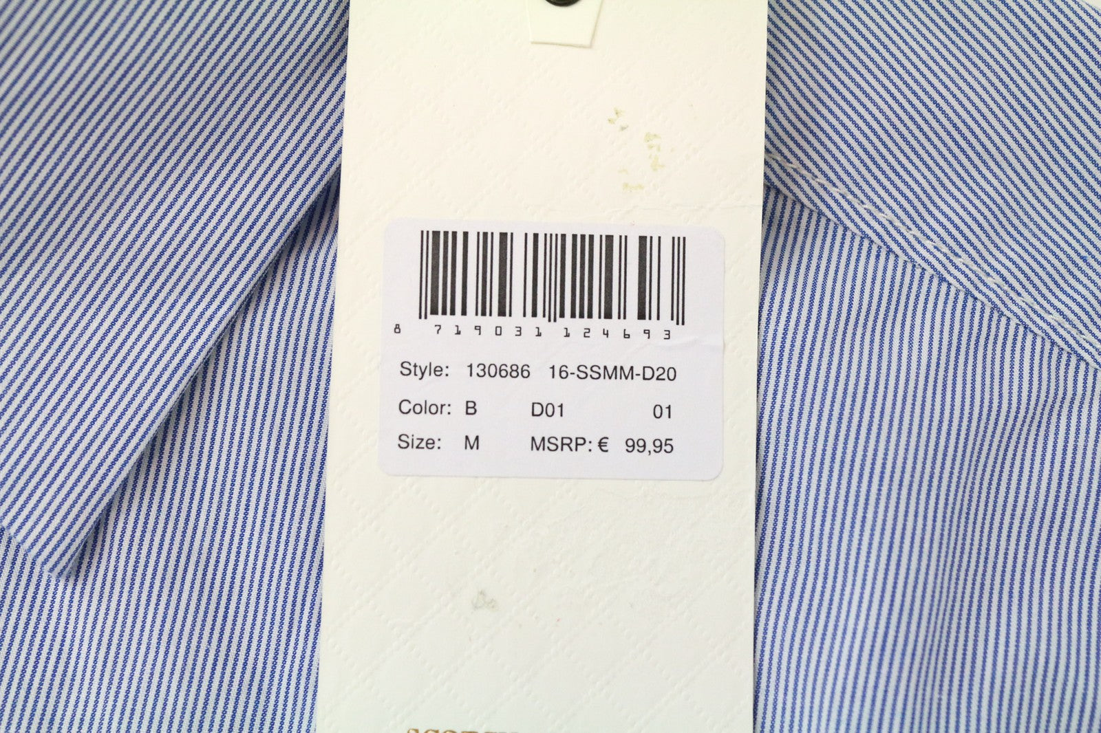 SCOTCH &amp; SODA Ams Couture vyriški marškinėliai M mėlyni dryžuoti grynos medvilnės ilgomis rankovėmis