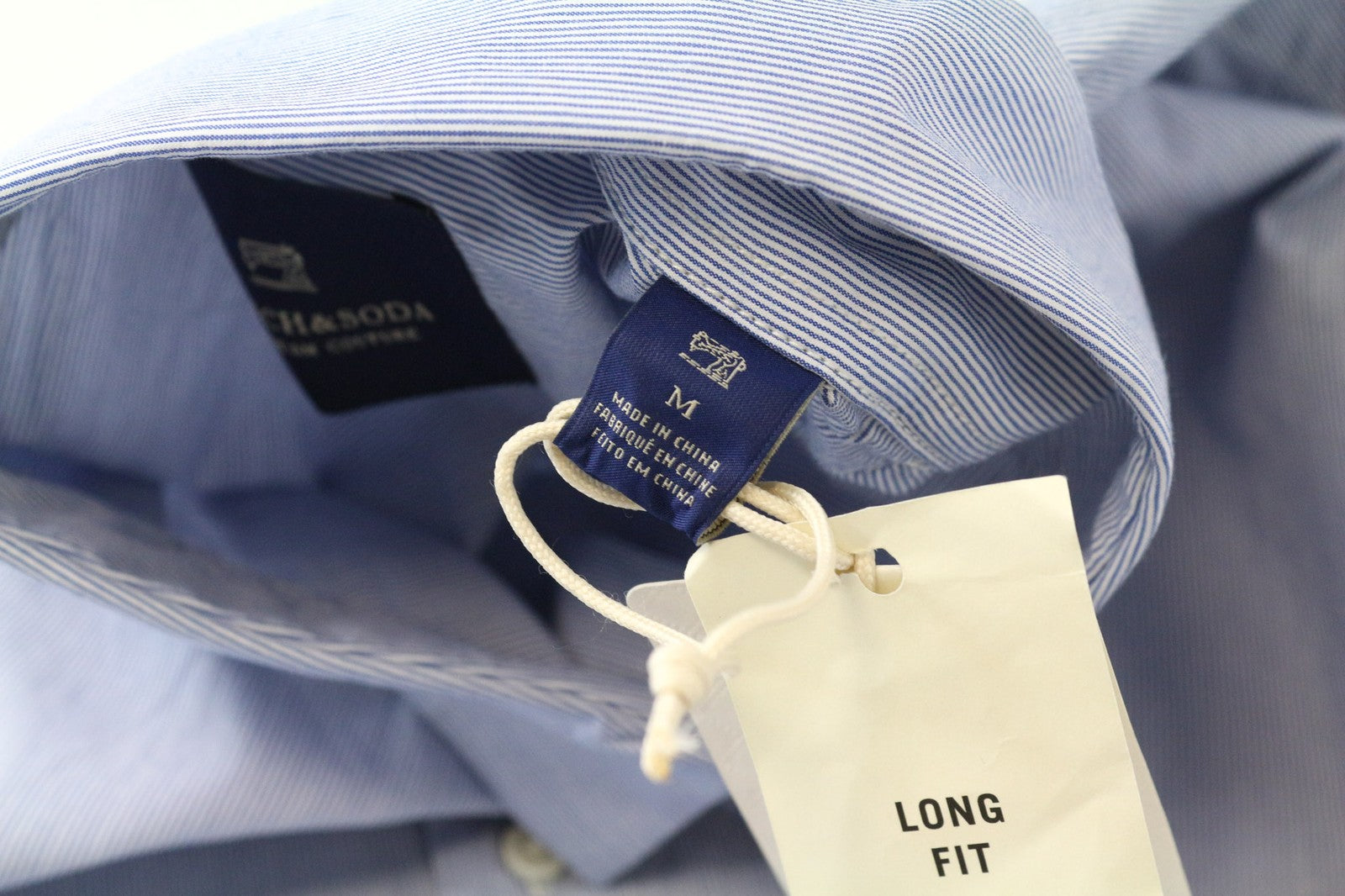 SCOTCH &amp; SODA Ams Couture vyriški marškinėliai M mėlyni dryžuoti grynos medvilnės ilgomis rankovėmis